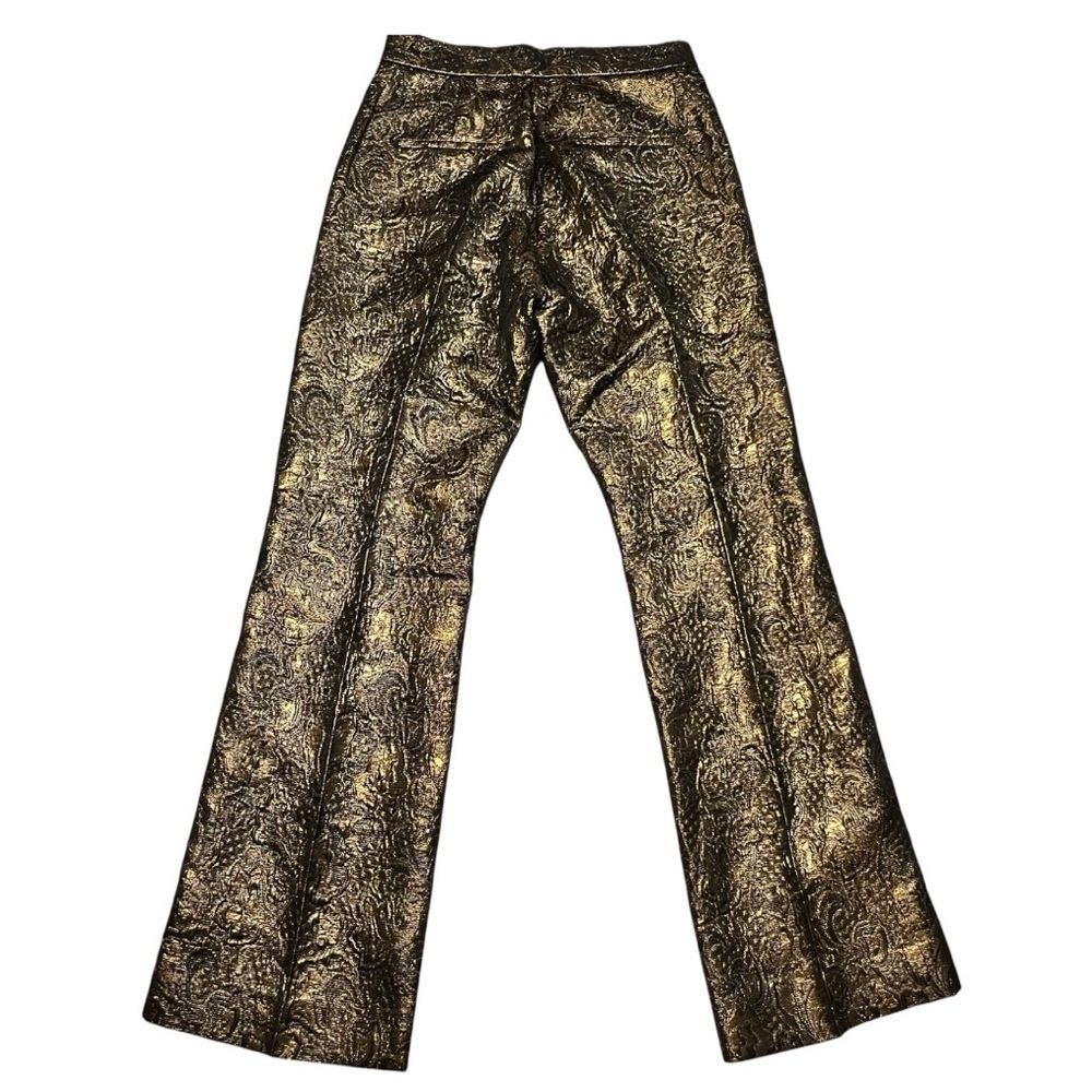 Sandro Paris Brocade Metallic Gold Pants Jacquard Dress Trousers EU 36 US 4 - Picture 2 of 7